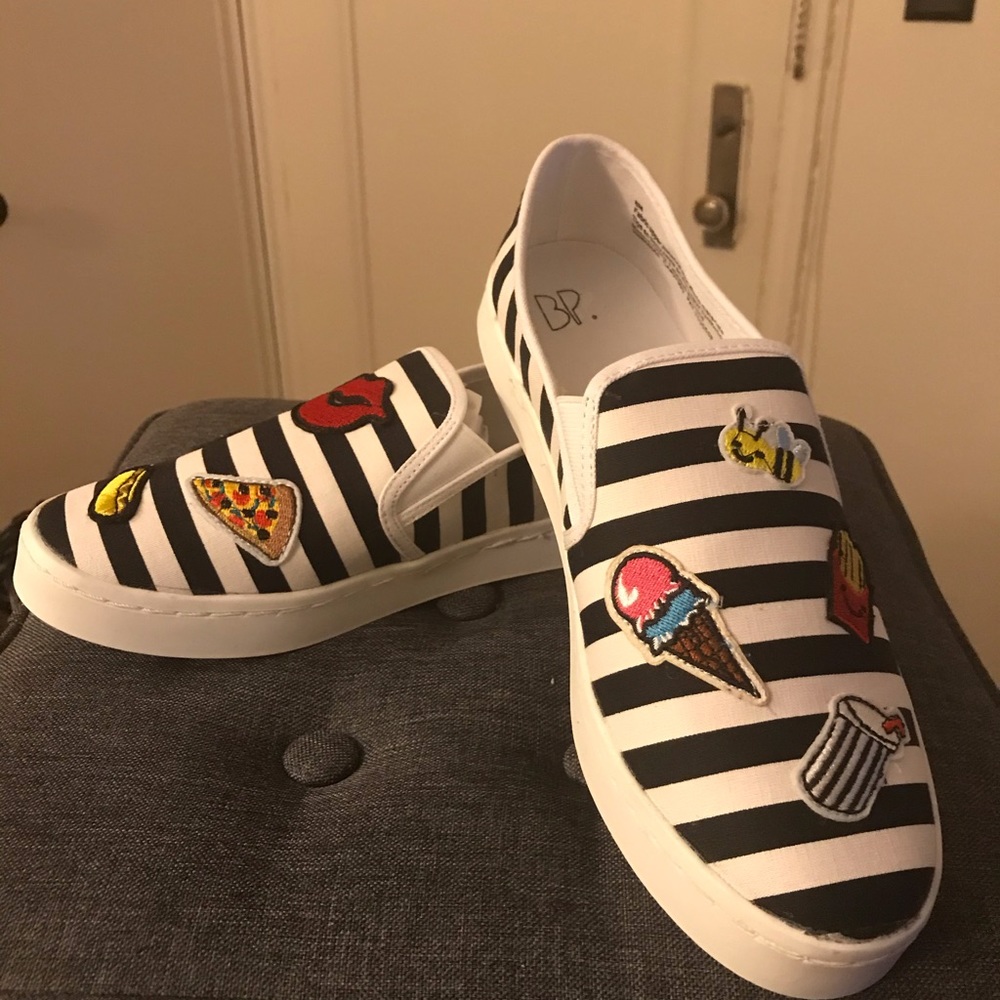 Whimsical/novelty fabric slip on shoes -never worn